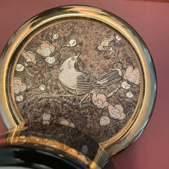 VINTAGE ART of CHOKIN jewelry trinket box. Black with 24Kt gold trim. - Picture 5 of 6